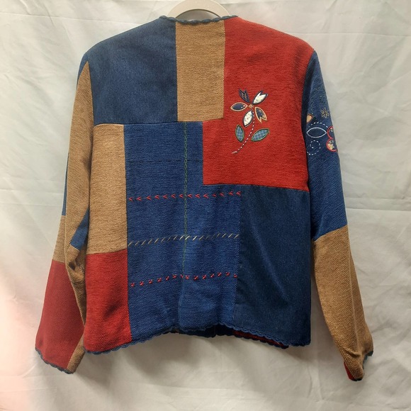 Koret City Blues Boho Festival Denim Mixed fabric patchwork embroidery Shacket S - Picture 2 of 5